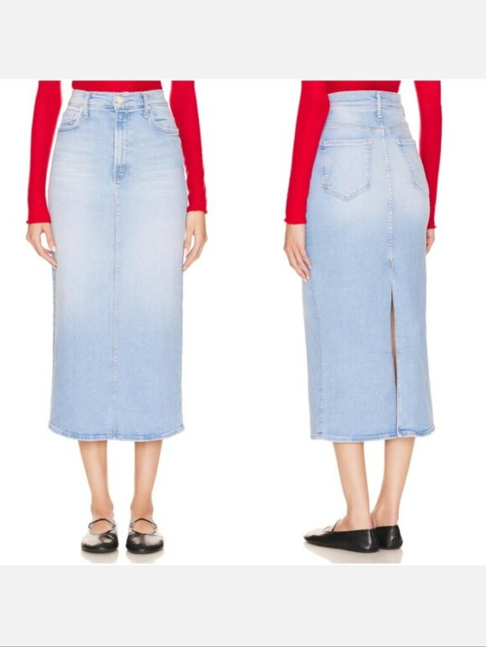 Mother The Pencil Pusher Denim Midi Skirt in Limited Edition - Picture 2 of 8